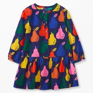 Hanna Andersson Colorful Bold Colors Navy Corduroy Pear Fruit Pears Dress Size 8